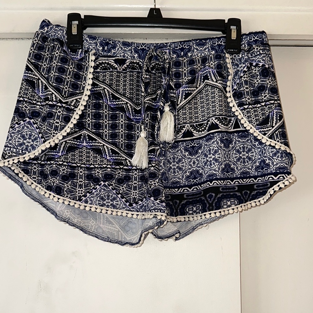 Women's Blue Patterned Shorts